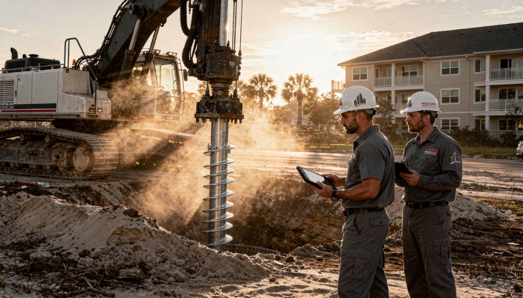 Helical piles foundation repair Florida
