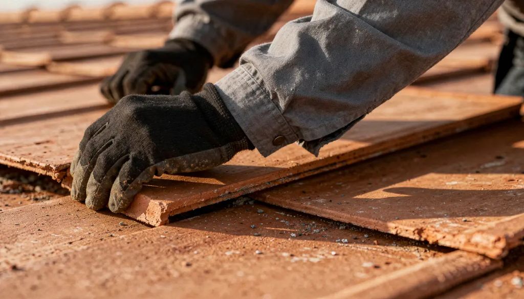Clay roof tile installation close-up detail South Florida